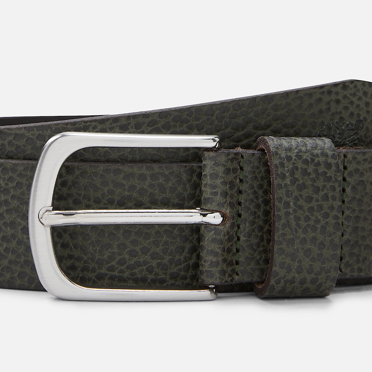 Canyon Lake Embossed Leather Belt in Dark Green - 3