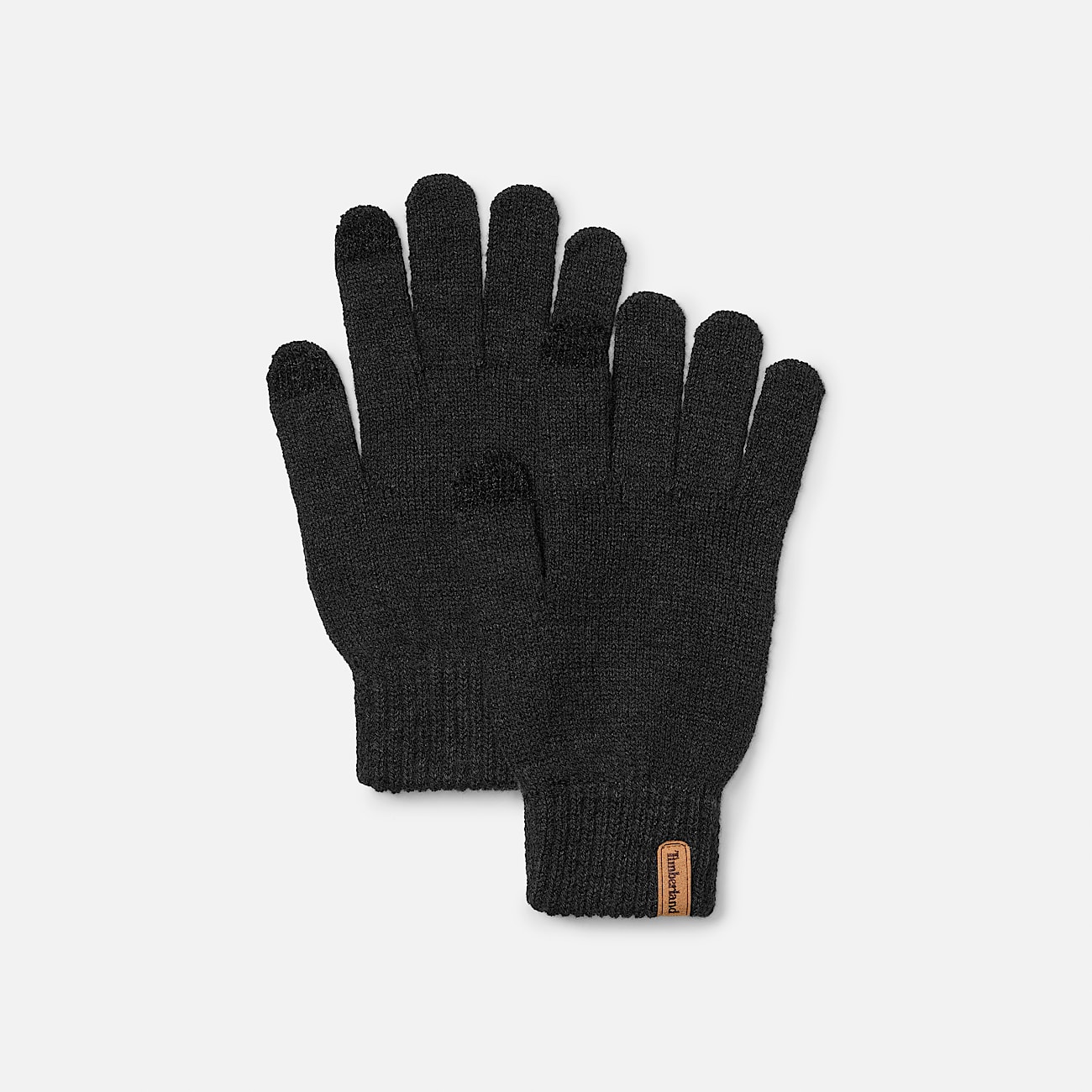 Guantes de punto de canalé negro - 1