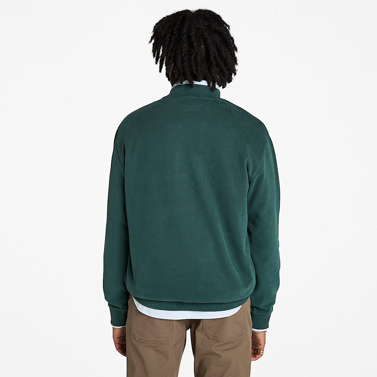 Sweatshirt met leren badge voor heren in donkergroen - 4