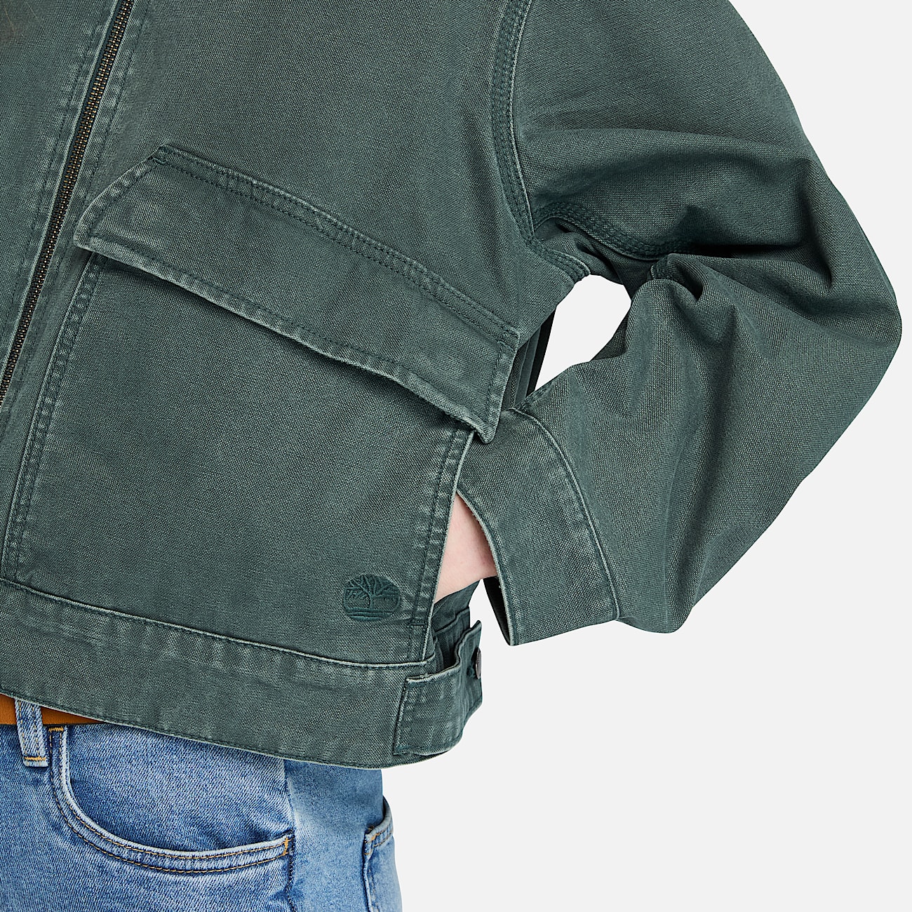 Strafford Washed Canvas Jacket for Women in Dark Green - 4