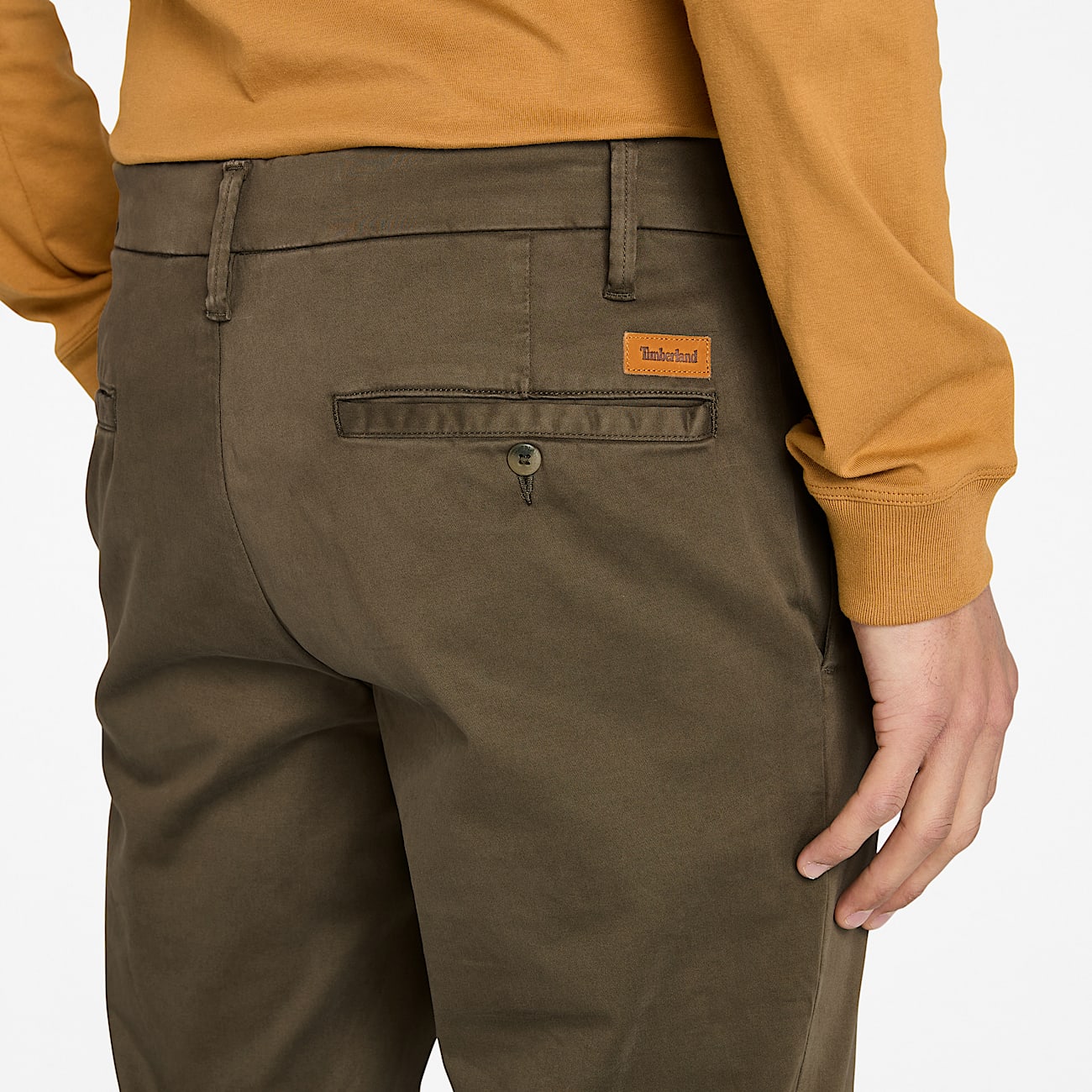 Stückgefärbte Claremont Chinohose für Herren in Grün - 3
