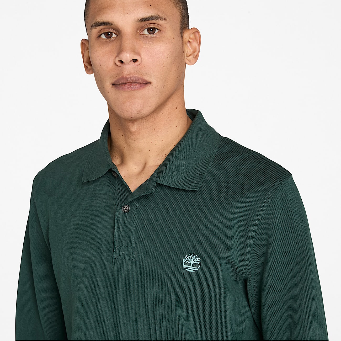 Millers River Long-Sleeve Pique Polo for Men in Dark Green - 3