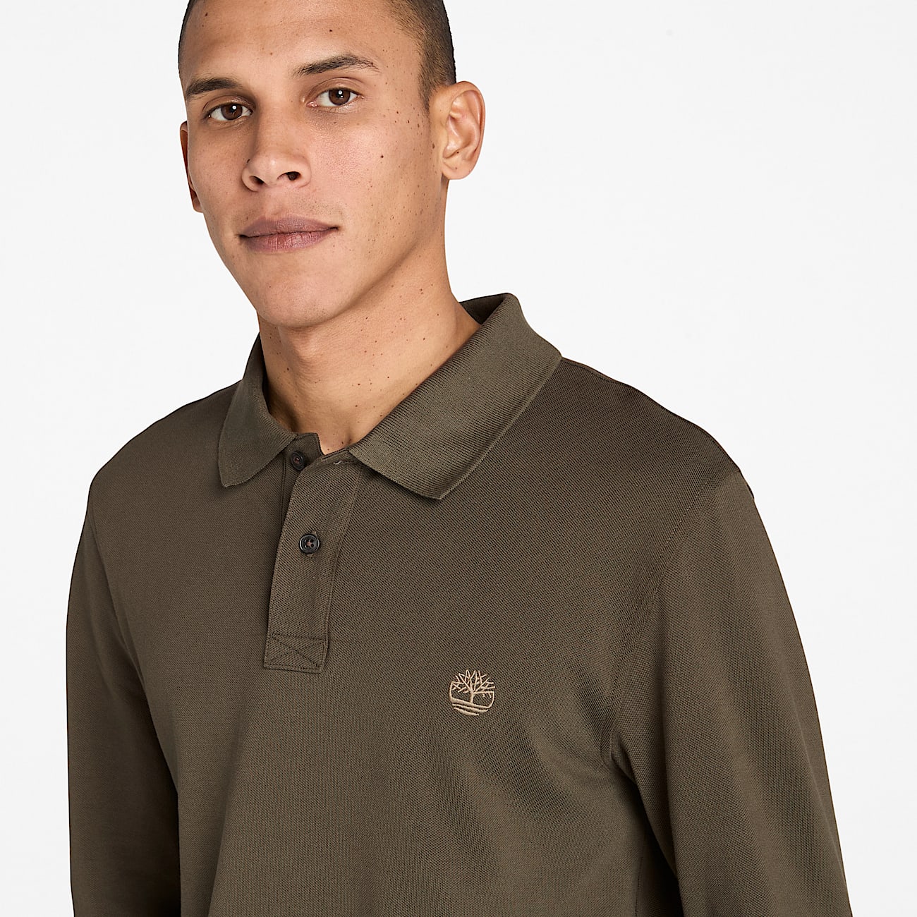 Polo en piqué Millers River à manches longues pour homme en vert - 3