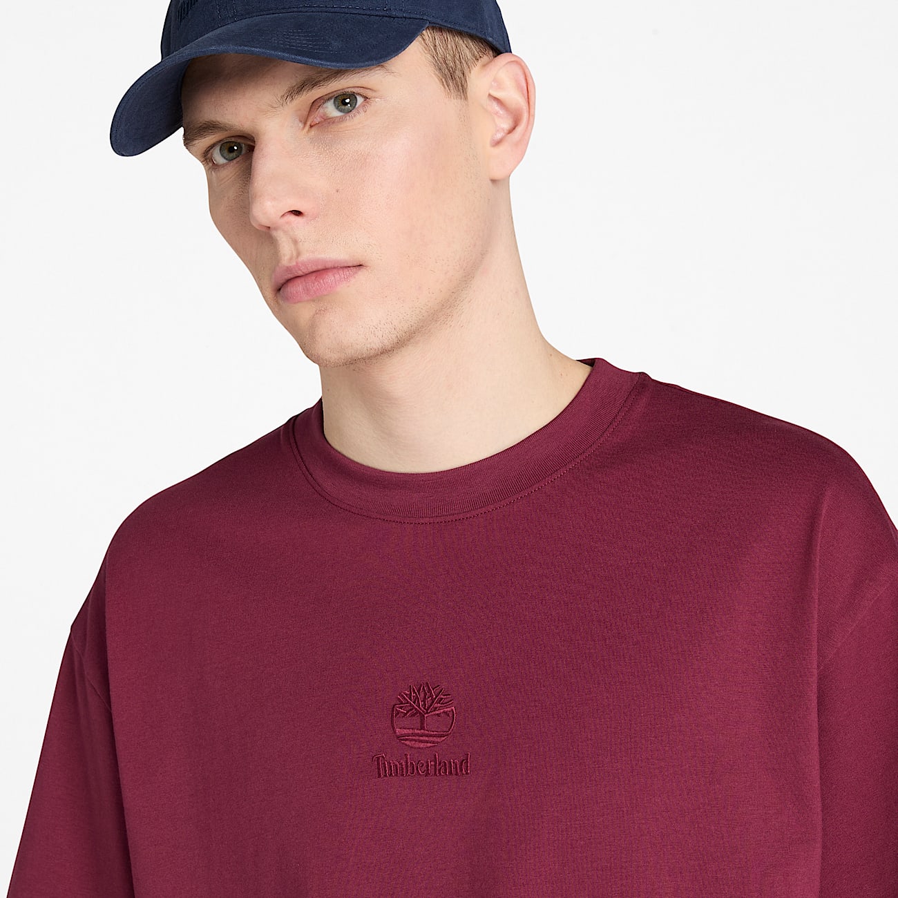 T-shirt con Doppio Logo Tono su Tono Hampton da Uomo in bordeaux - 3