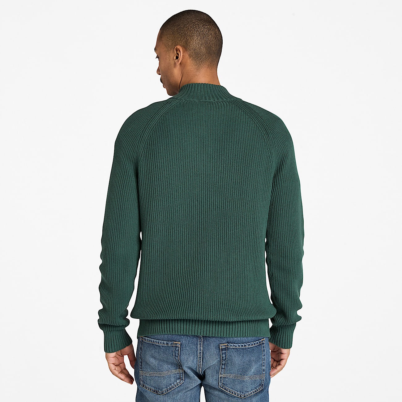 Williams River Textured Quarter-Zip Jumper for Men in Dark Green - 4