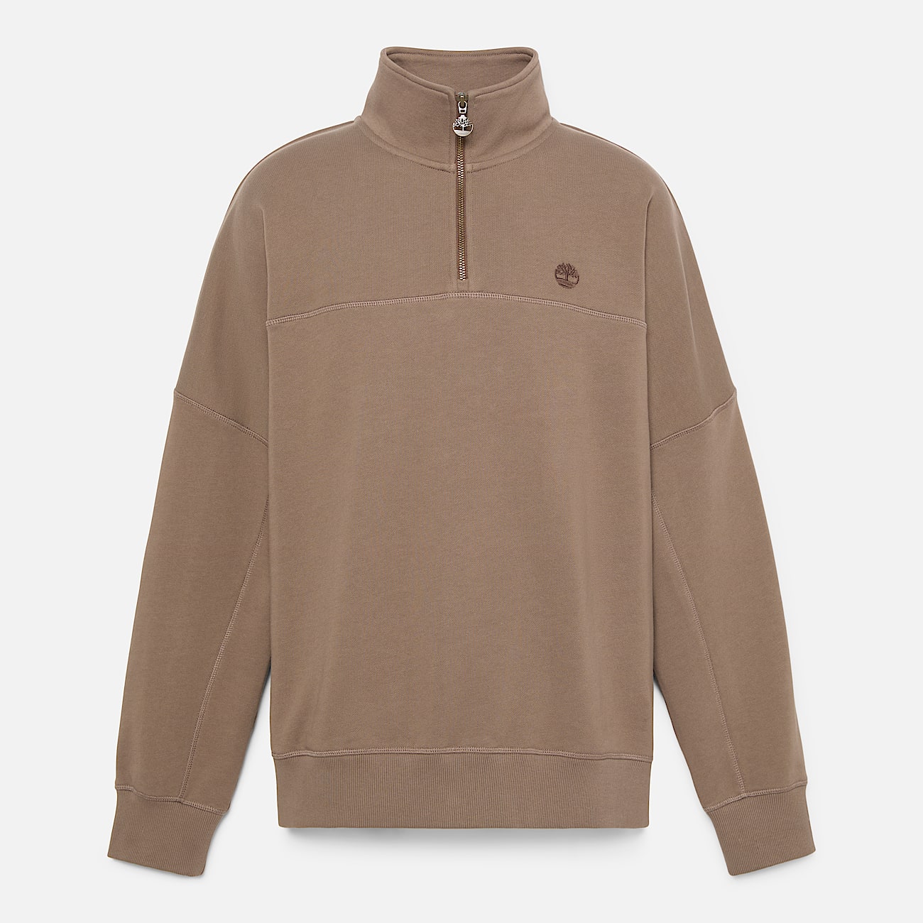 Sweatshirt met kwartrits voor heren in bruin - 5