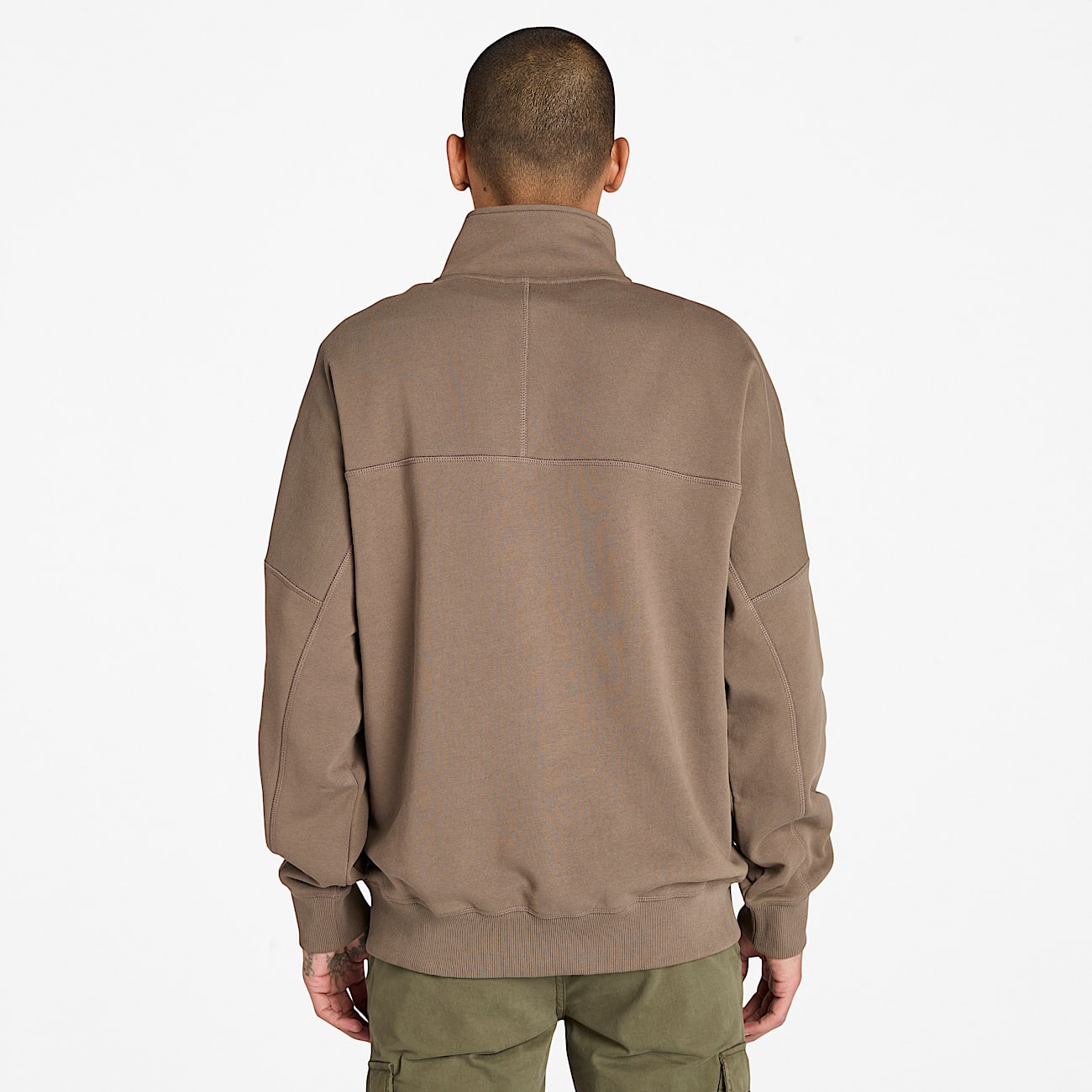 Sweatshirt met kwartrits voor heren in bruin - 4