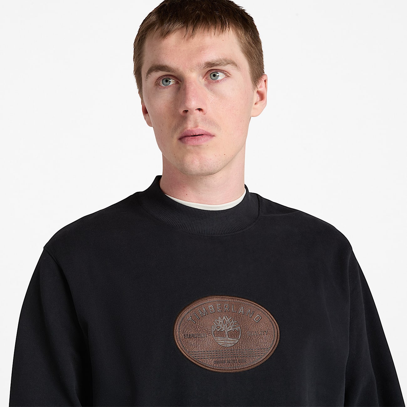 Sweatshirt met leren badge voor heren in zwart - 3
