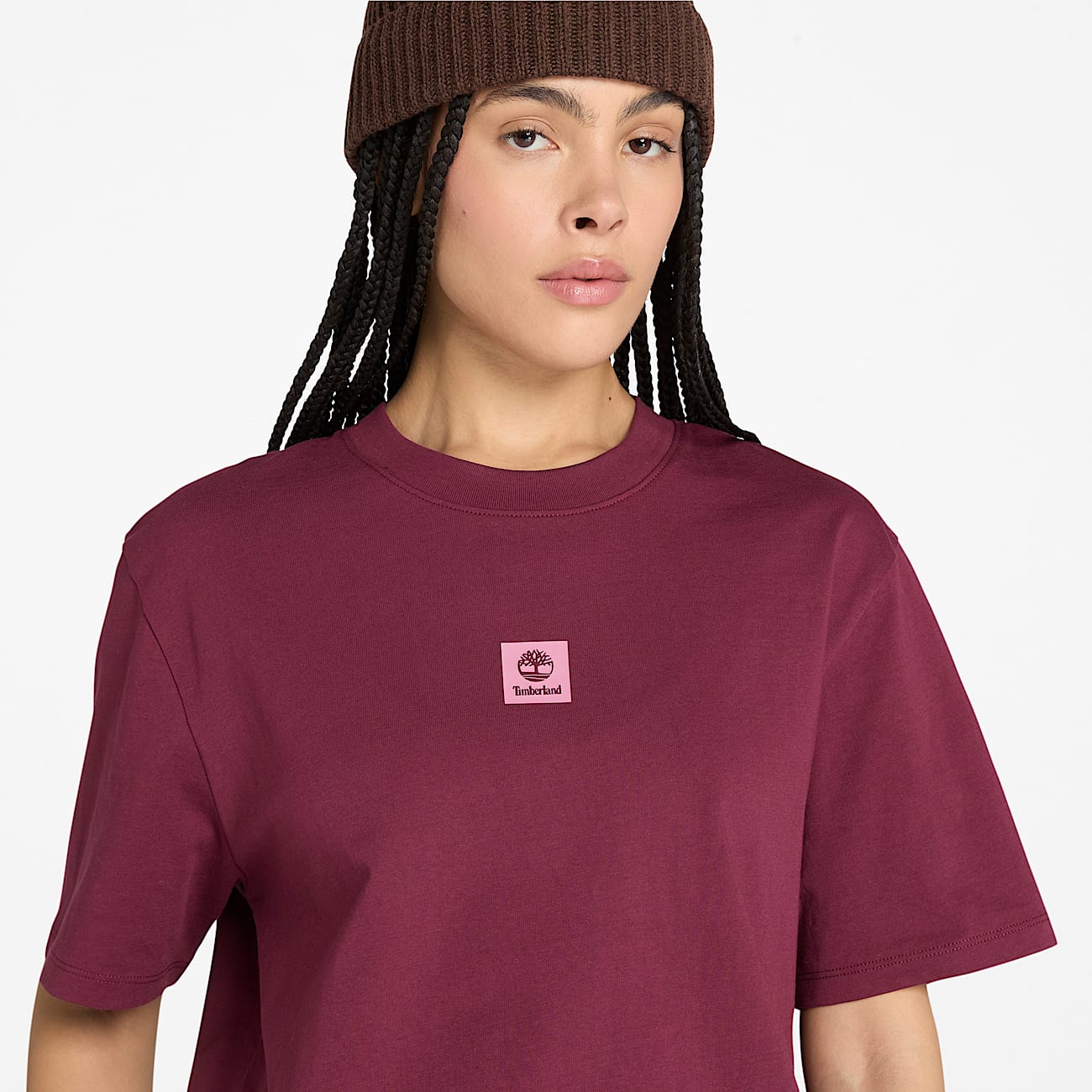 T-shirt a Maniche Corte con Logo Timberland® Effetto Multistrato da Donna in bordeaux - 3