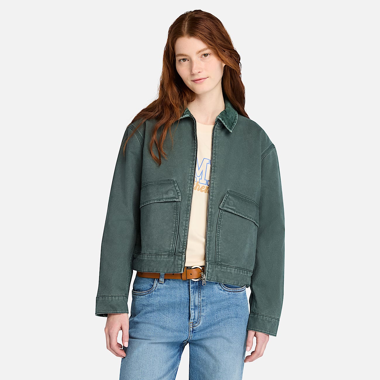 Strafford Washed Canvas Jacket for Women in Dark Green - 1