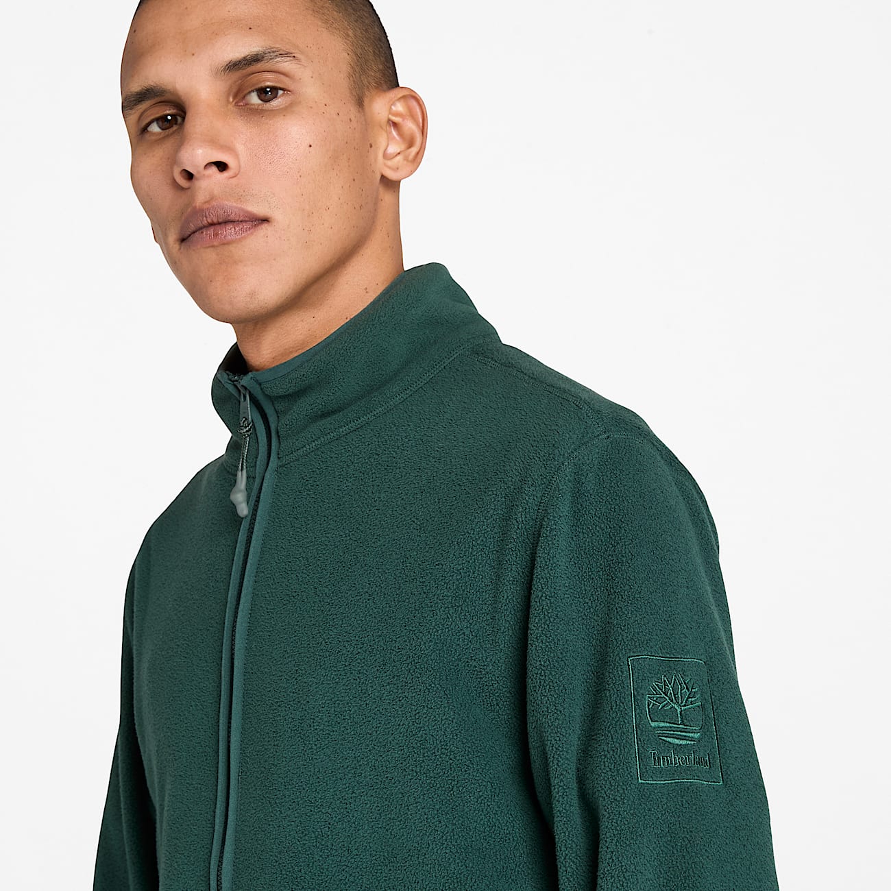 Polaire zippée pour homme en vert foncé - 4