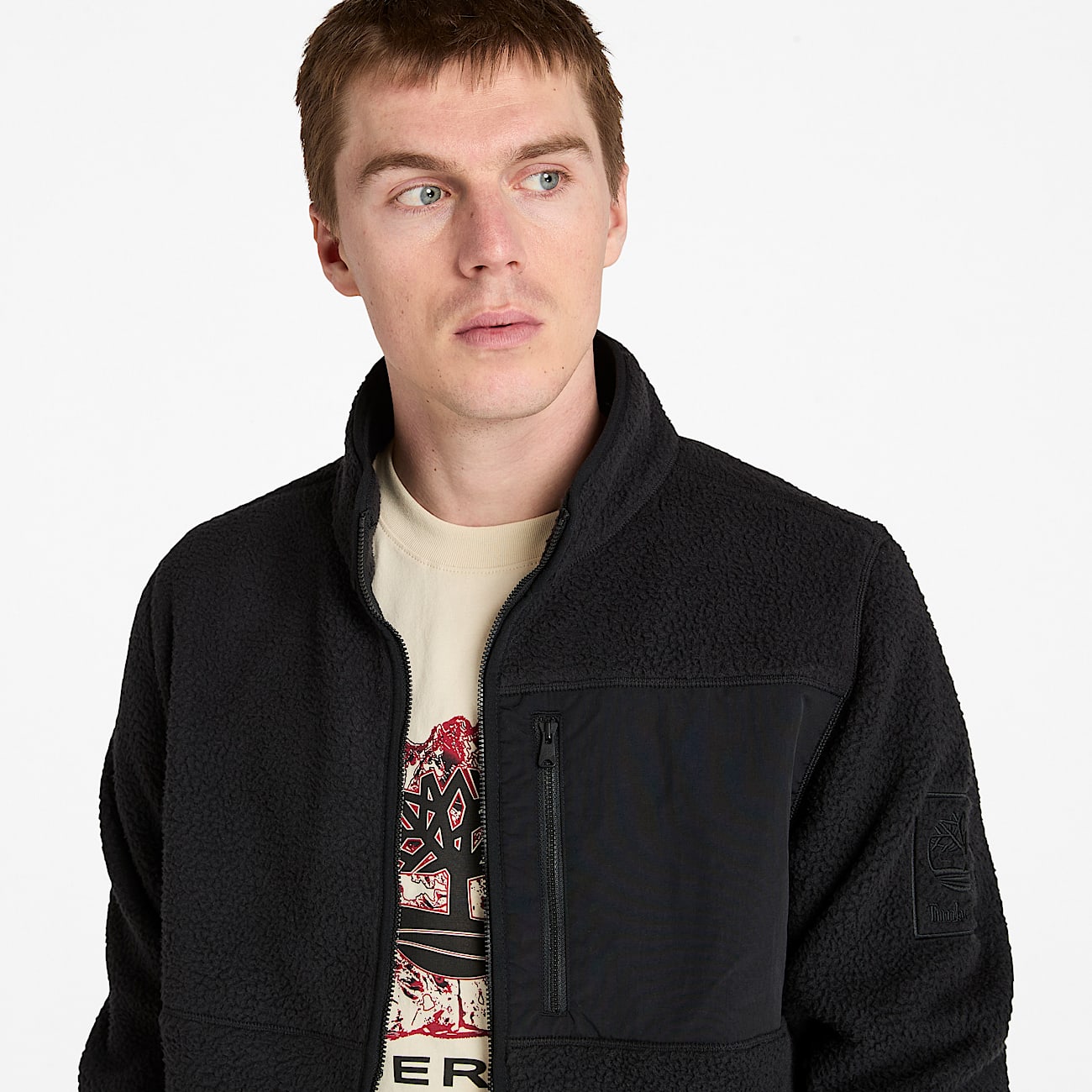 Veste en fourrure polaire pour homme en noir - 3