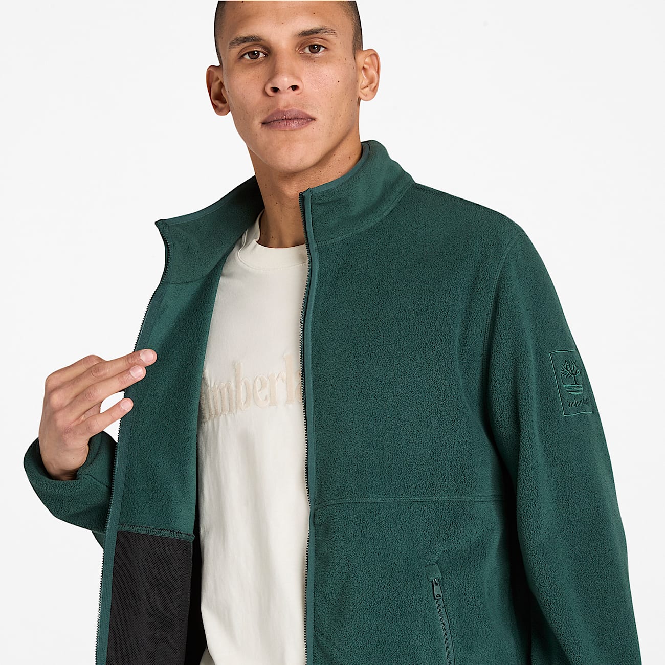 Polaire zippée pour homme en vert foncé - 3