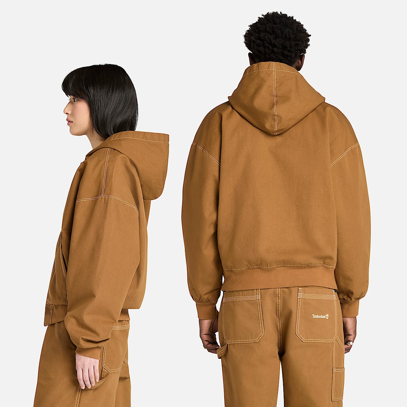Bomber con Cappuccio in Tela Duck Effetto Lavato All-Gender in giallo scuro - 2