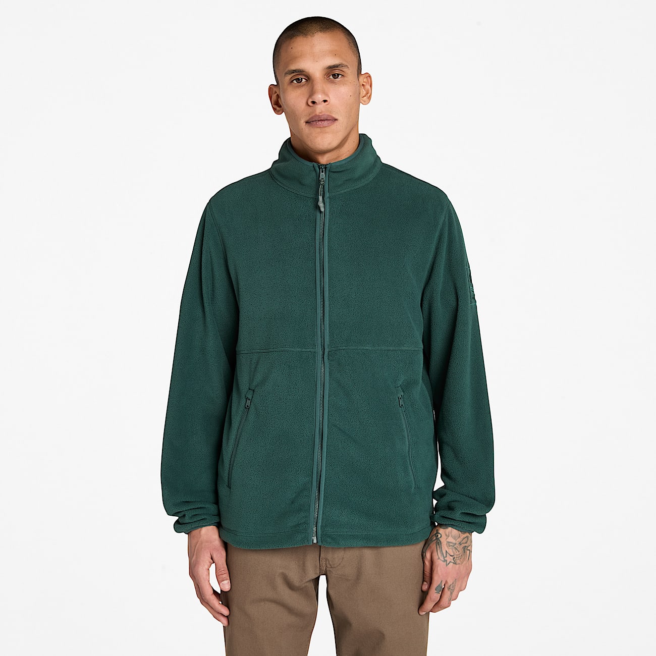 Polaire zippée pour homme en vert foncé - 1