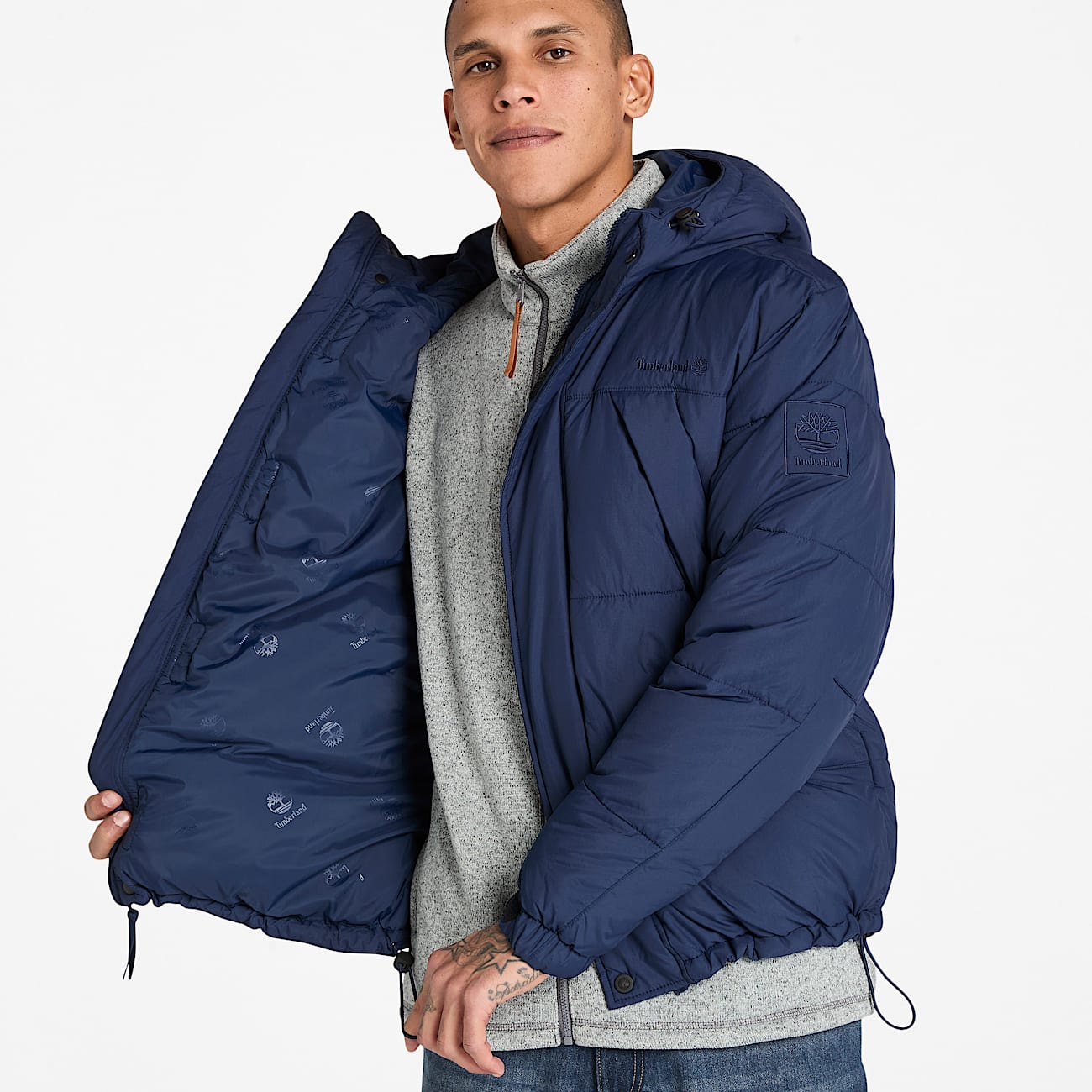 Durable Water-Repellent Puffer Jacket for Men in Dark Blue - 3