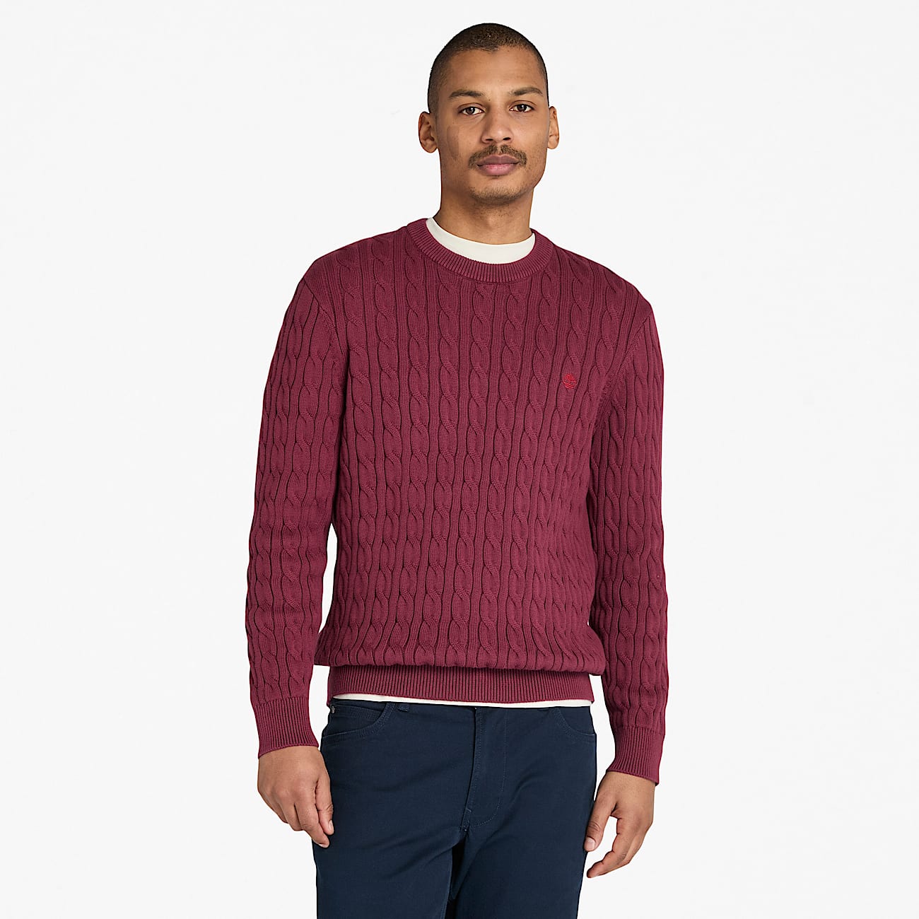 Williams River Crewneck Cable-knit Jumper for Men in Burgundy - 1