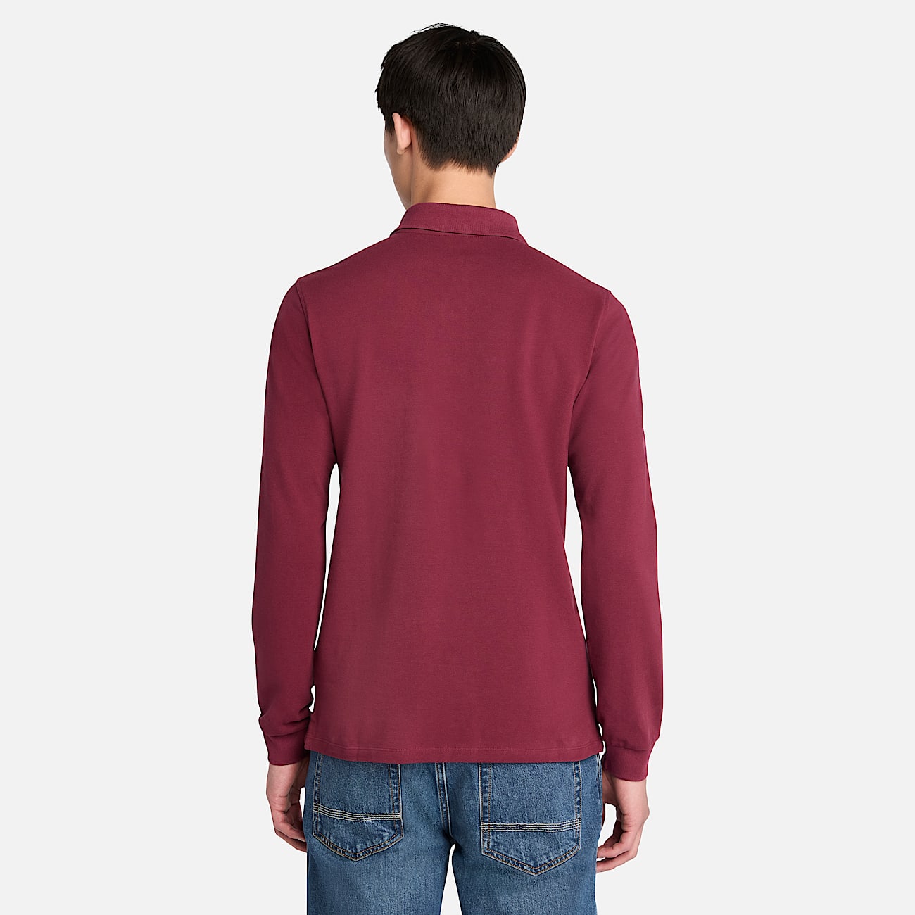 Millers River Long-Sleeve Pique Polo for Men in Burgundy - 4
