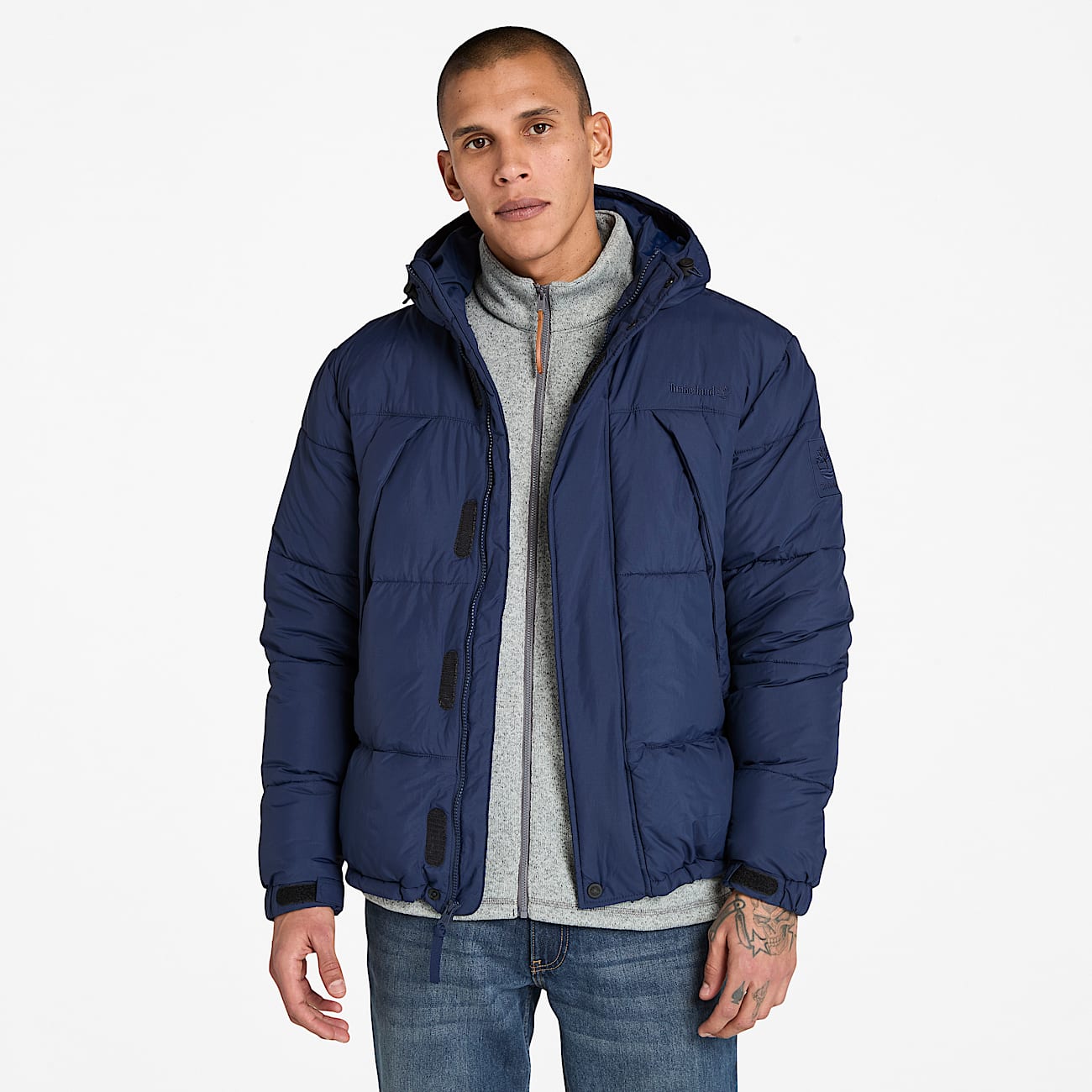 Durable Water-Repellent Puffer Jacket for Men in Dark Blue - 1