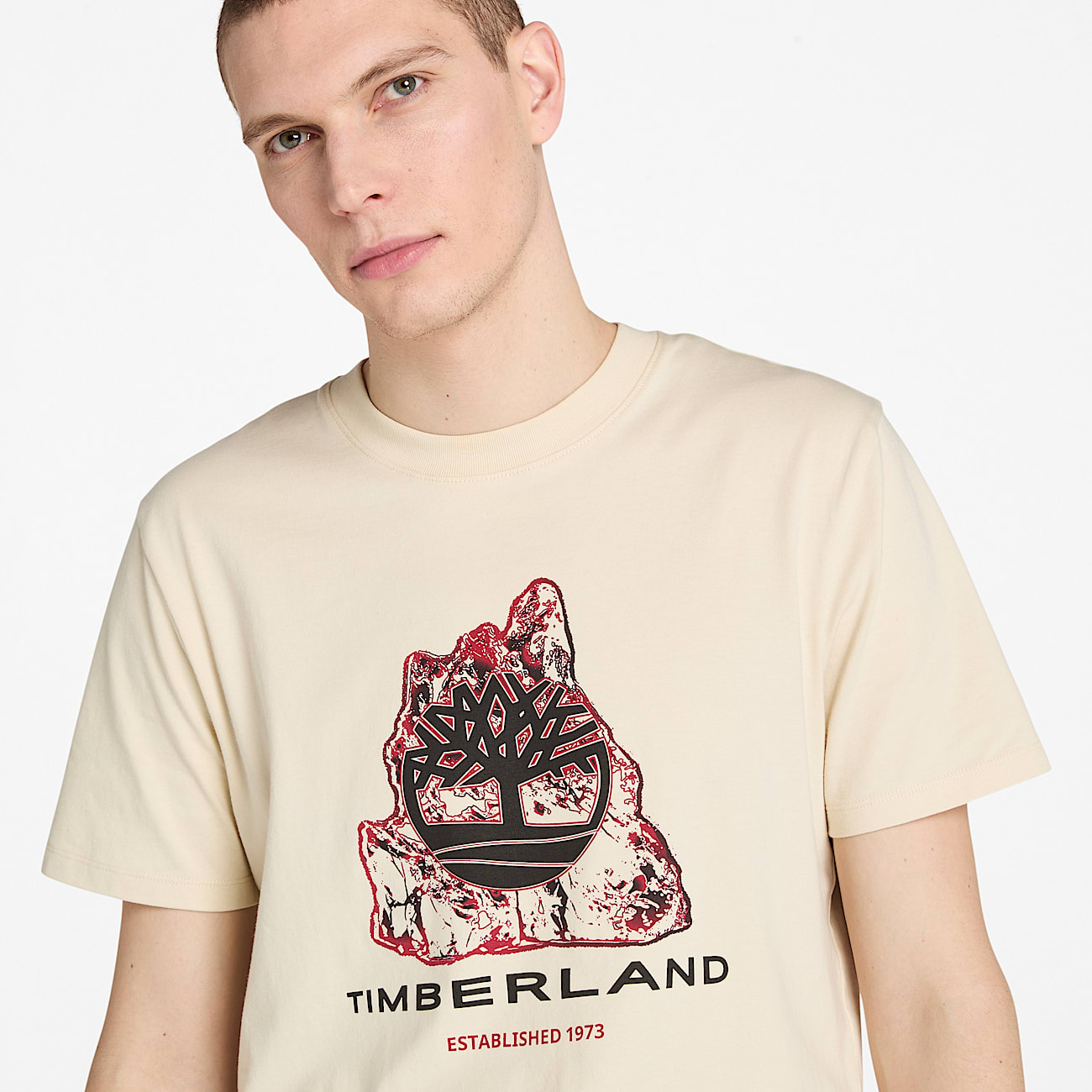 T-shirt à motif logo arbre saisonnier pour homme en beige - 3