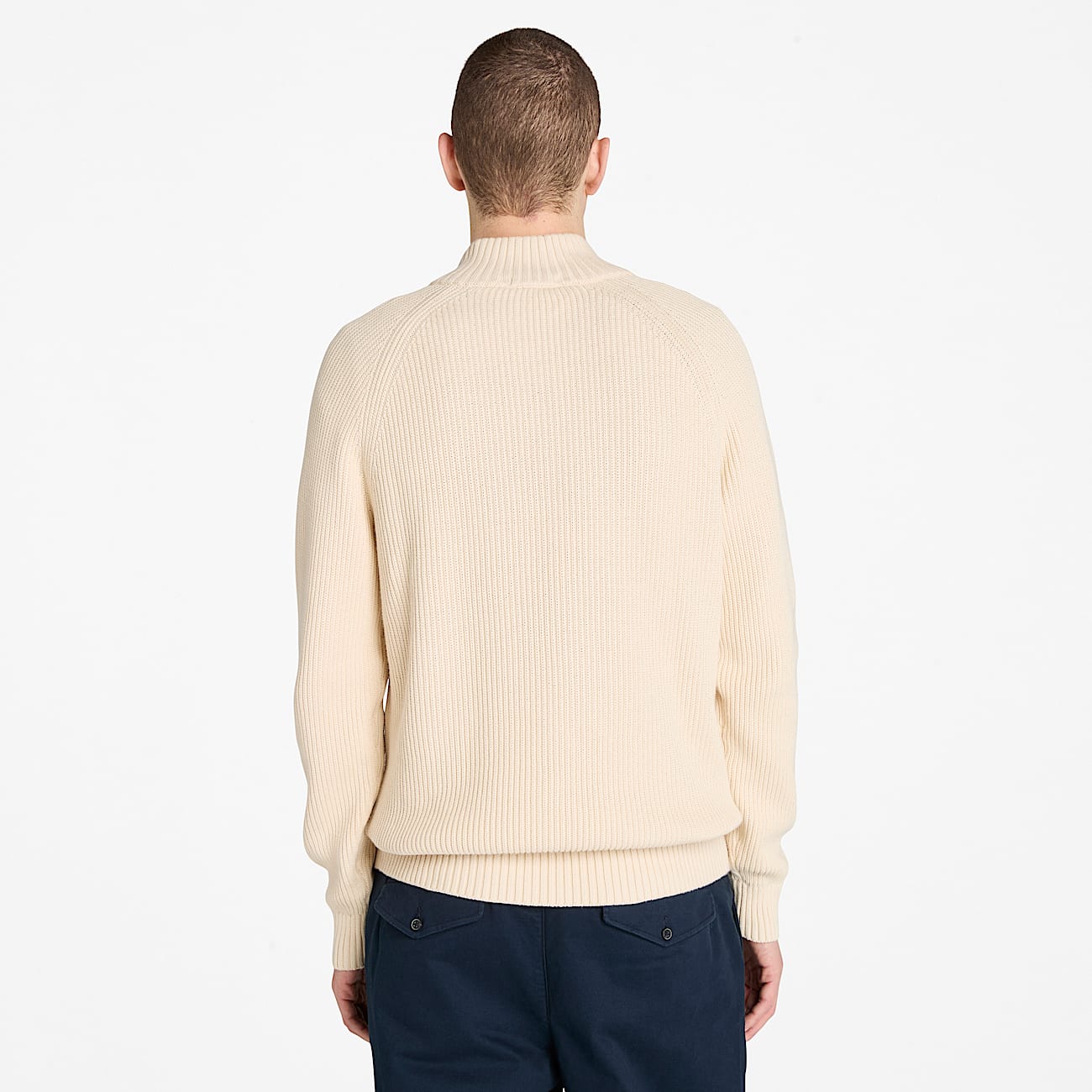 Williams River Textured Quarter-Zip Jumper for Men in Beige - 4