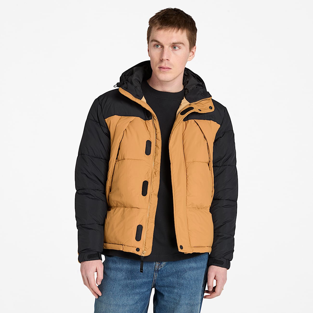 Chaqueta acolchada, impermeable y resistente para hombre en negro/amarillo - 1