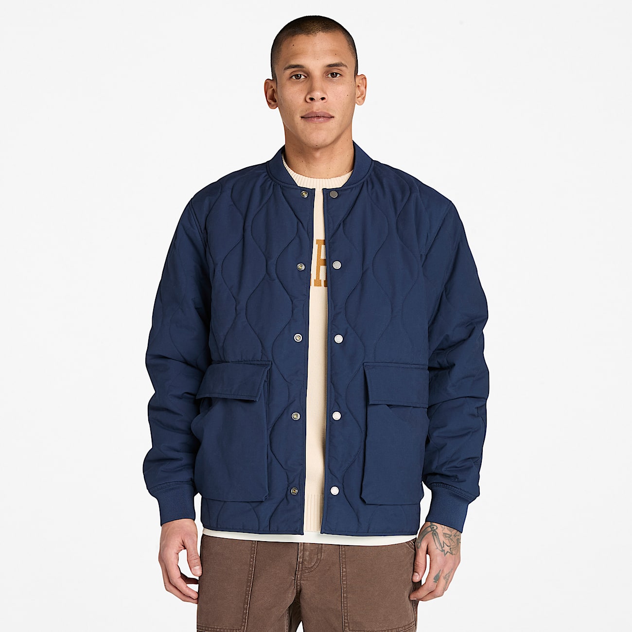 Chaqueta acolchada para hombre en azul oscuro - 1