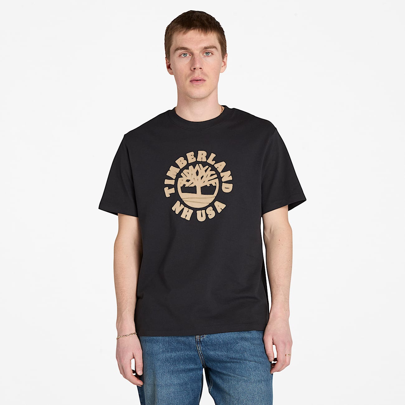 Kurzärmeliges T-Shirt mit Weihnachtsgrafik vorne für Herren in Schwarz - 1