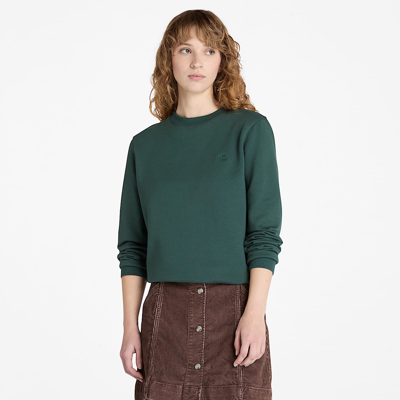Sweat à col rond et envers brossé Exeter River pour femme en vert foncé - 1