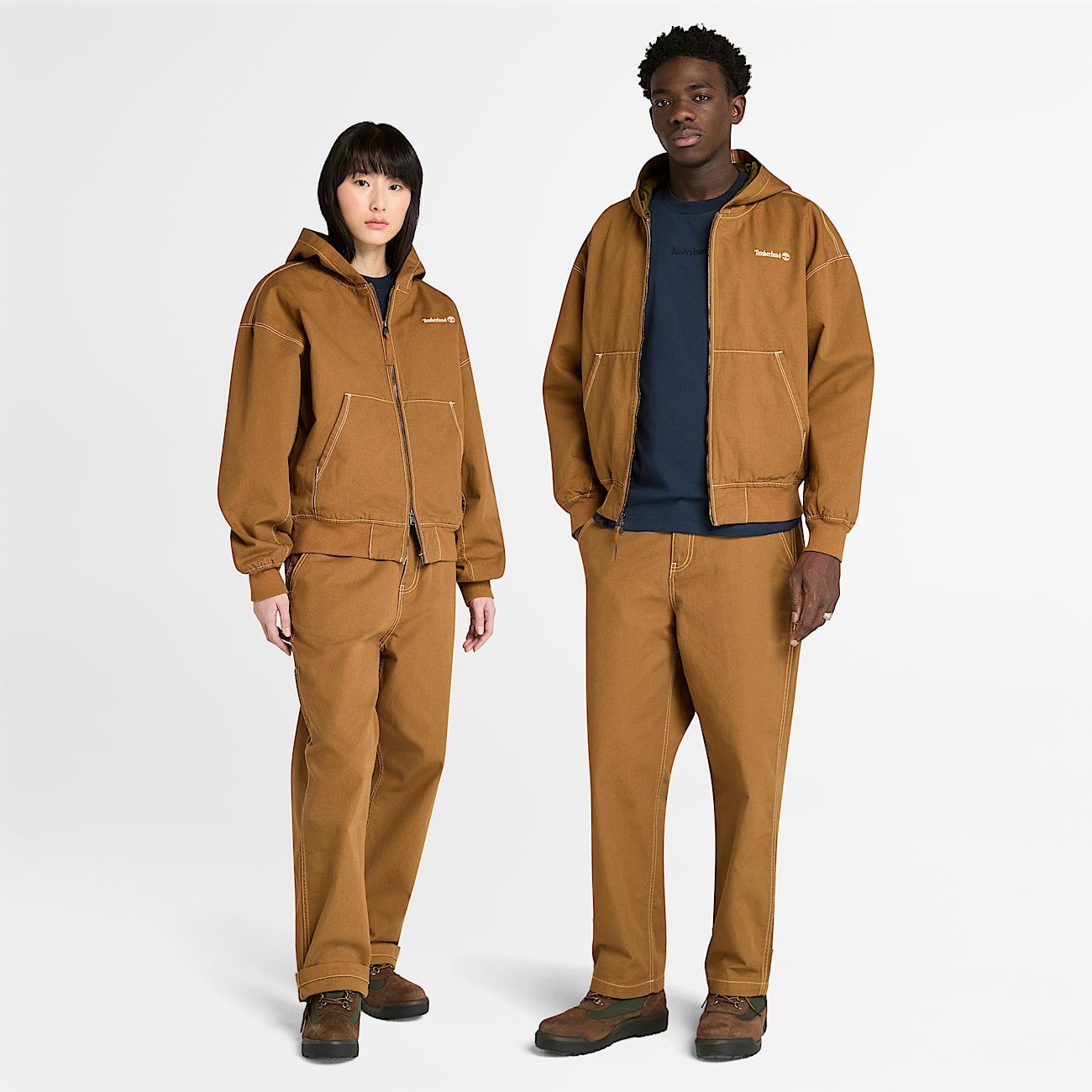 Bomber con Cappuccio in Tela Duck Effetto Lavato All-Gender in giallo scuro - 1