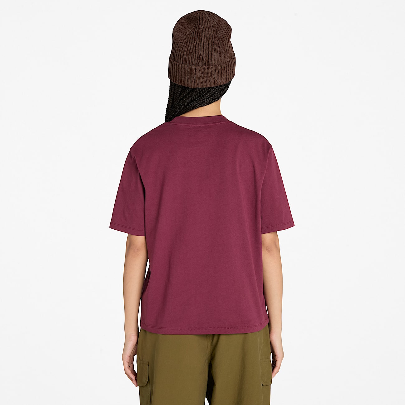 T-shirt a Maniche Corte con Logo Timberland® Effetto Multistrato da Donna in bordeaux - 4
