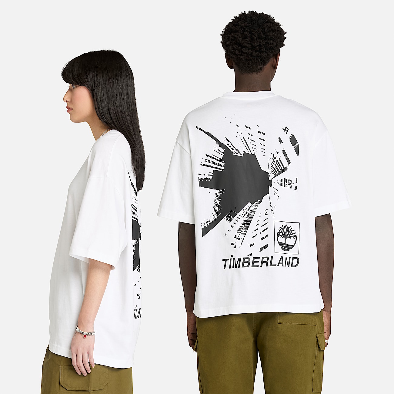 Building Blocks T-Shirt mit kurzen Ärmeln und Grafik in Weiß - 2