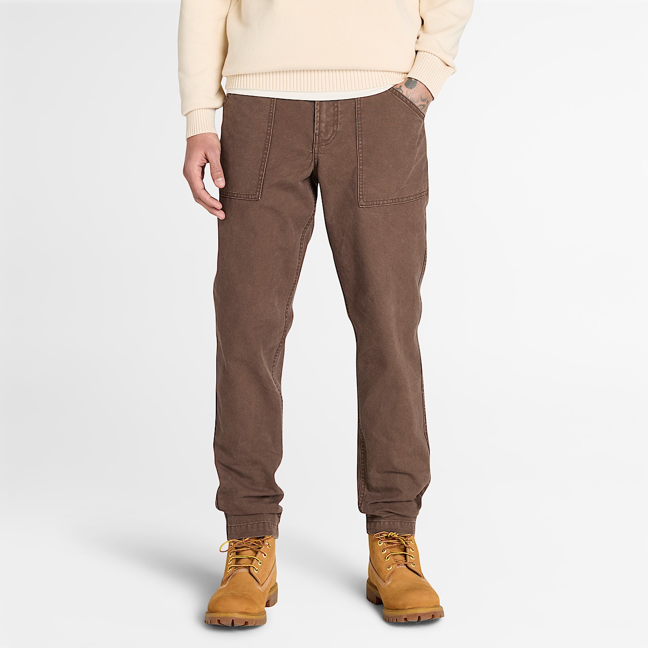 Goffstown Washed Canvas Fatigue Trouser for Men in Brown - 1