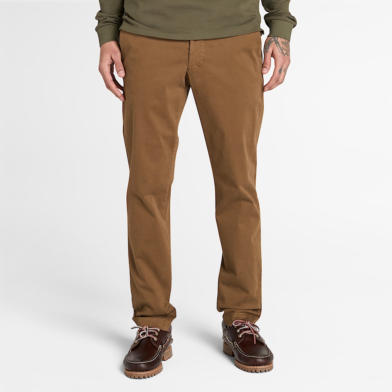 Pantalon chino teint en pièce Claremont pour homme en Jaune Foncé - 1