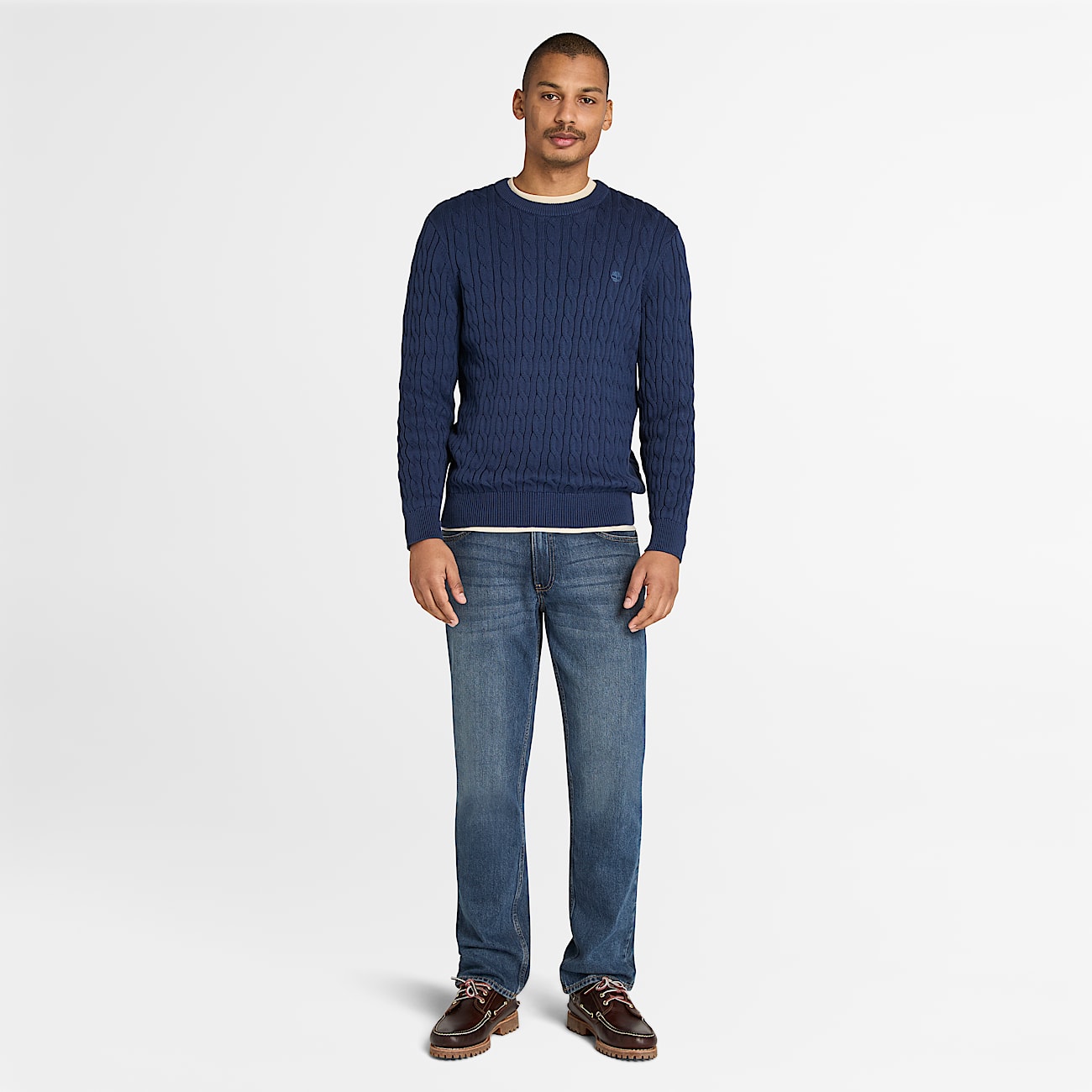 Williams River Crewneck Cable-knit Jumper for Men in Dark Blue - 2