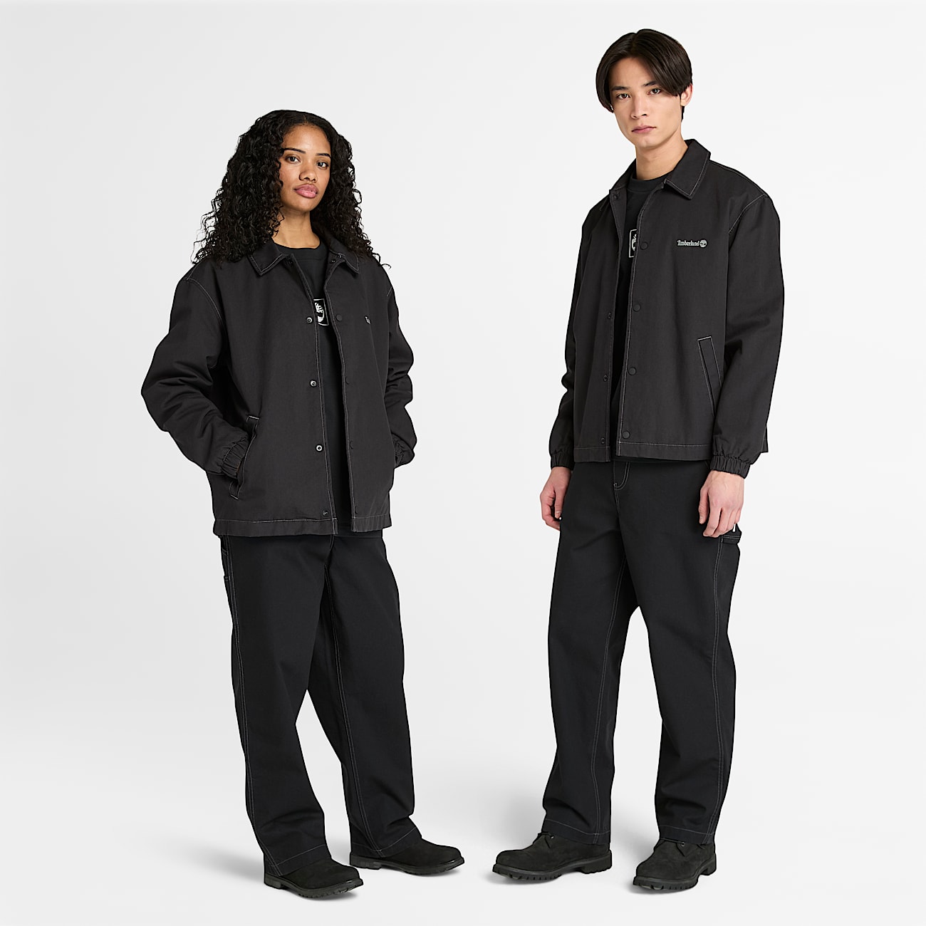 Isolierte Unisex-Jacke aus gewaschenem Duck Canvas in Schwarz - 1