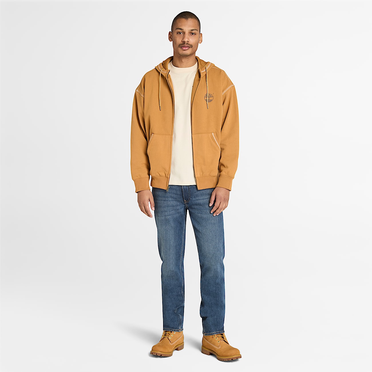 Felpa con Cappuccio a Zip Intera Timberland® 10061 da Uomo in giallo - 2
