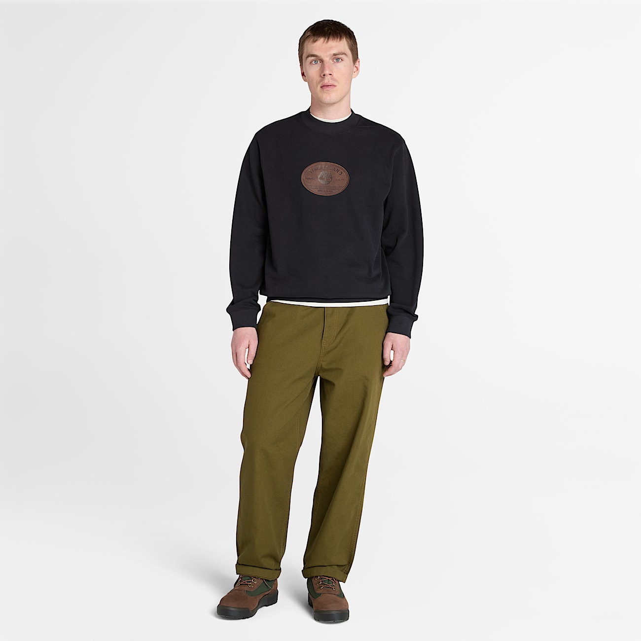 Sweatshirt met leren badge voor heren in zwart - 2