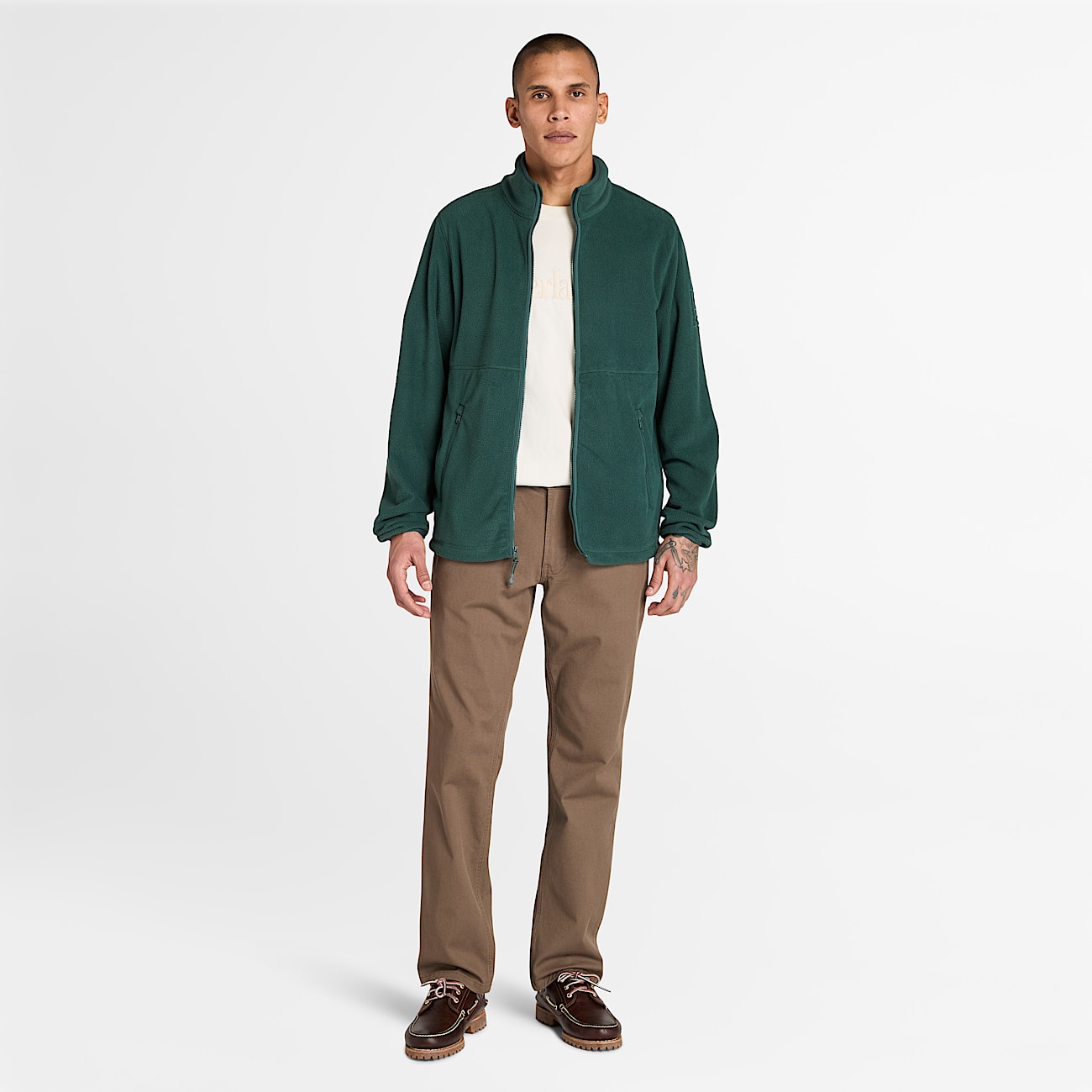 Polaire zippée pour homme en vert foncé - 2