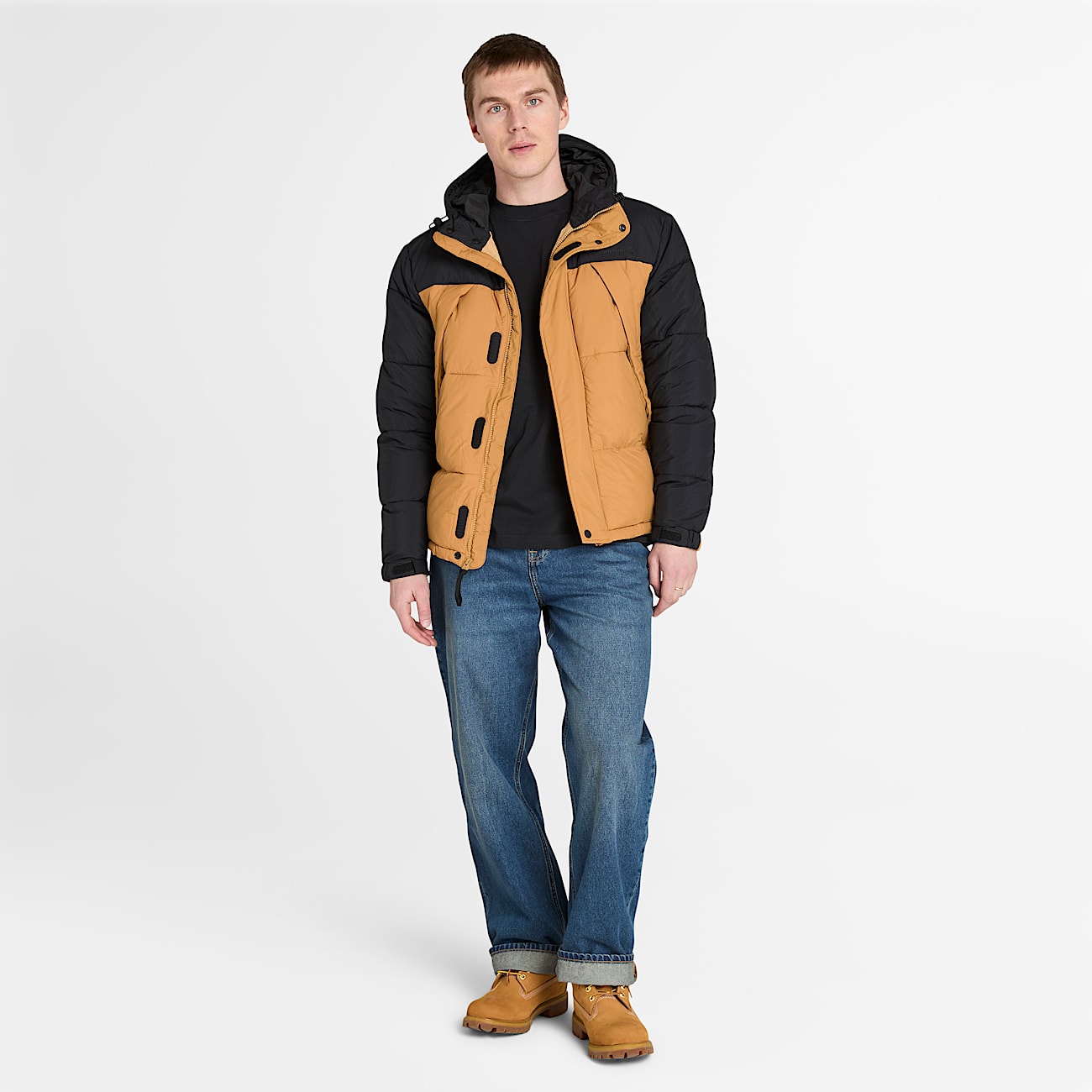 Chaqueta acolchada, impermeable y resistente para hombre en negro/amarillo - 2