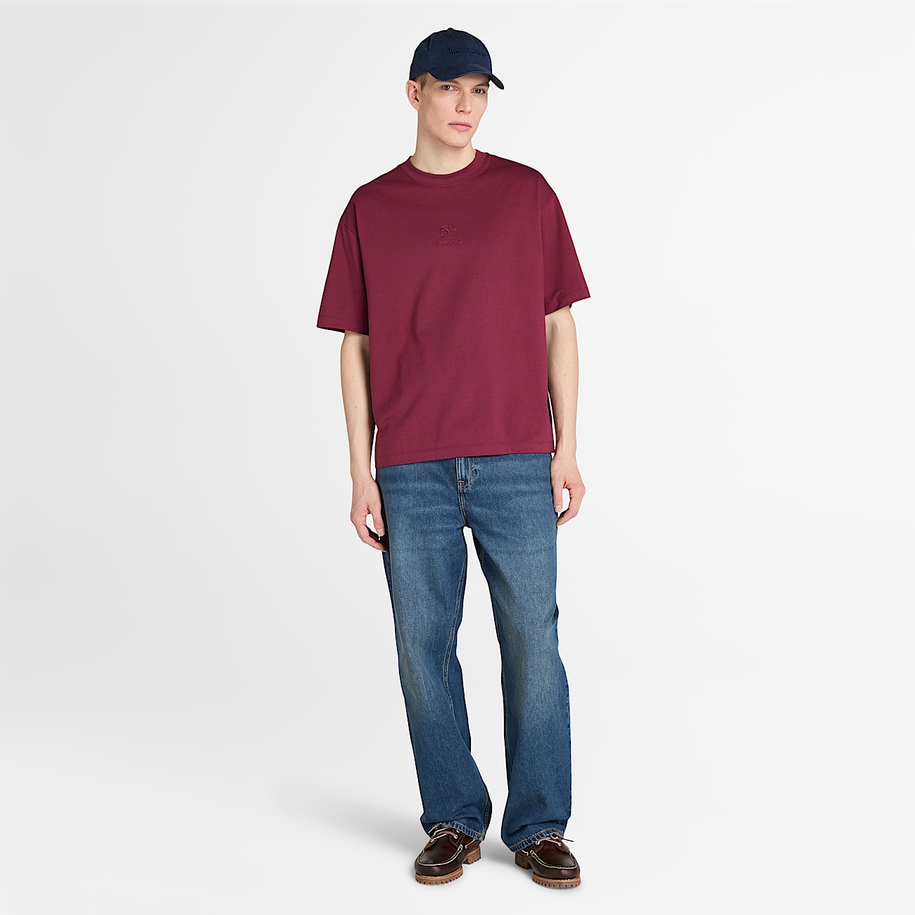 T-shirt con Doppio Logo Tono su Tono Hampton da Uomo in bordeaux - 2