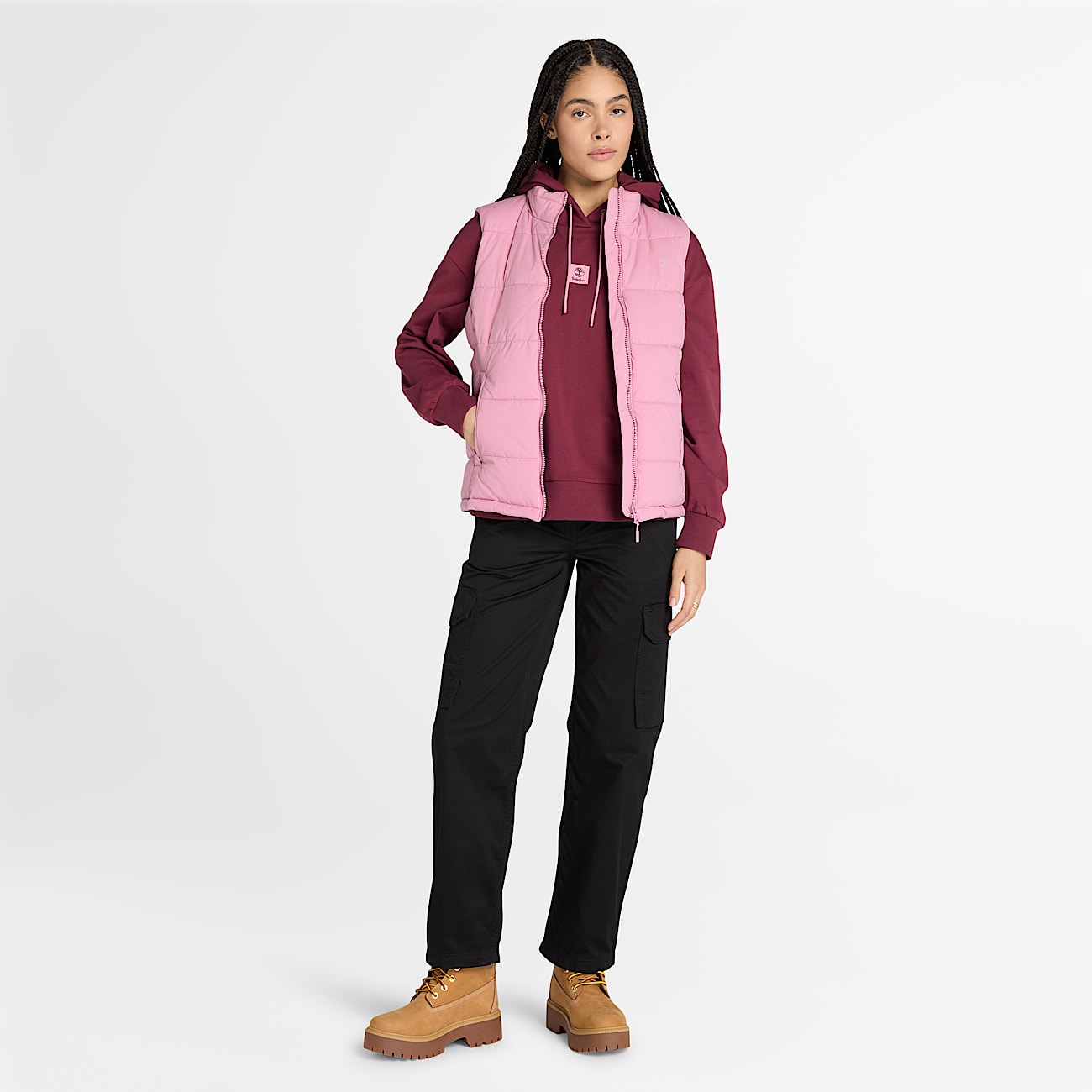 Stack Logo Loopback Hoodie for Women in Burgundy - 2