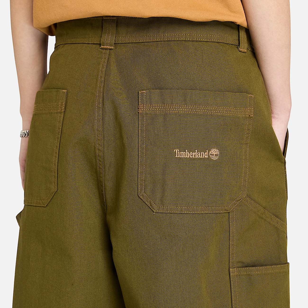 All Gender Washed Duck Canvas Carpenter Trouser in Dark Green - 4