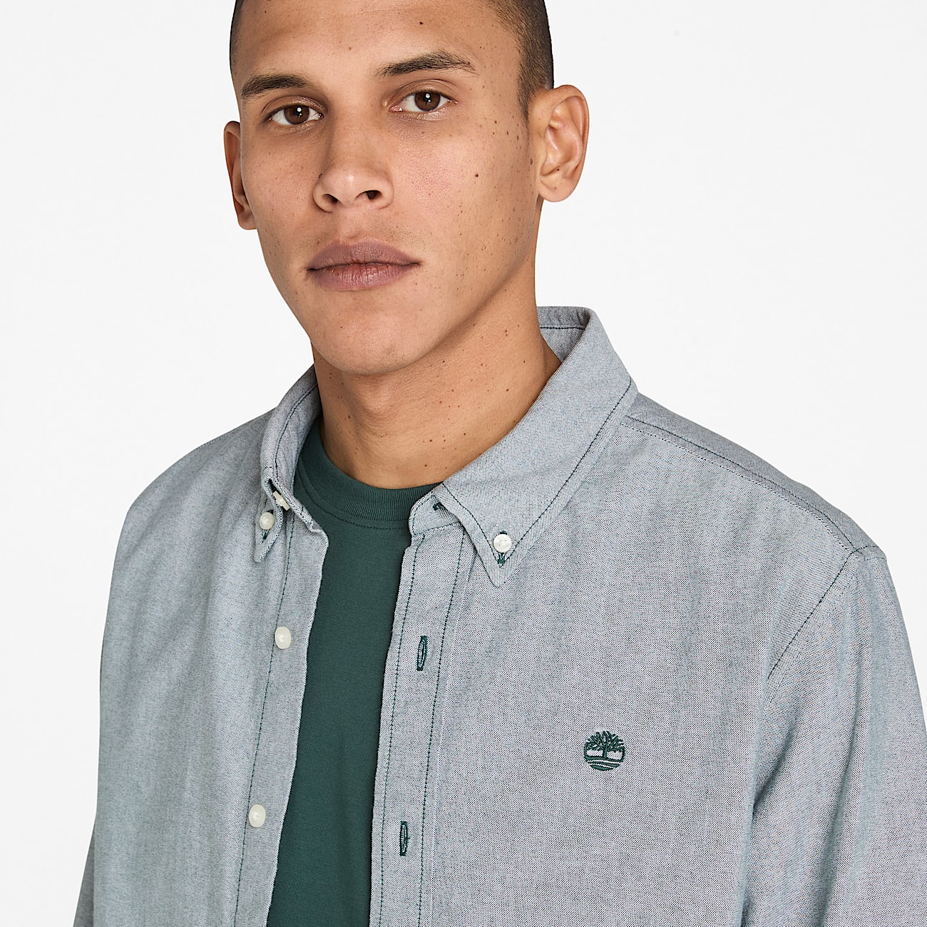 Oxford Striped Shirt for Men in Dark Green - 3