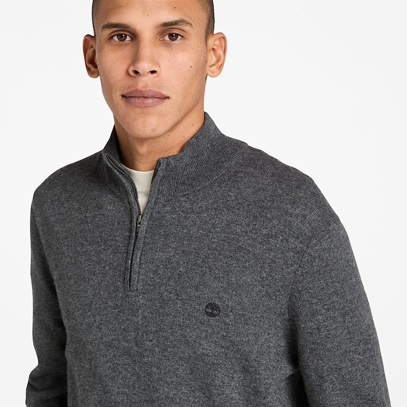 Cohas Brook Pullover aus Merinowolle mit 1/4-Reißverschluss für Herren in Grau - 3