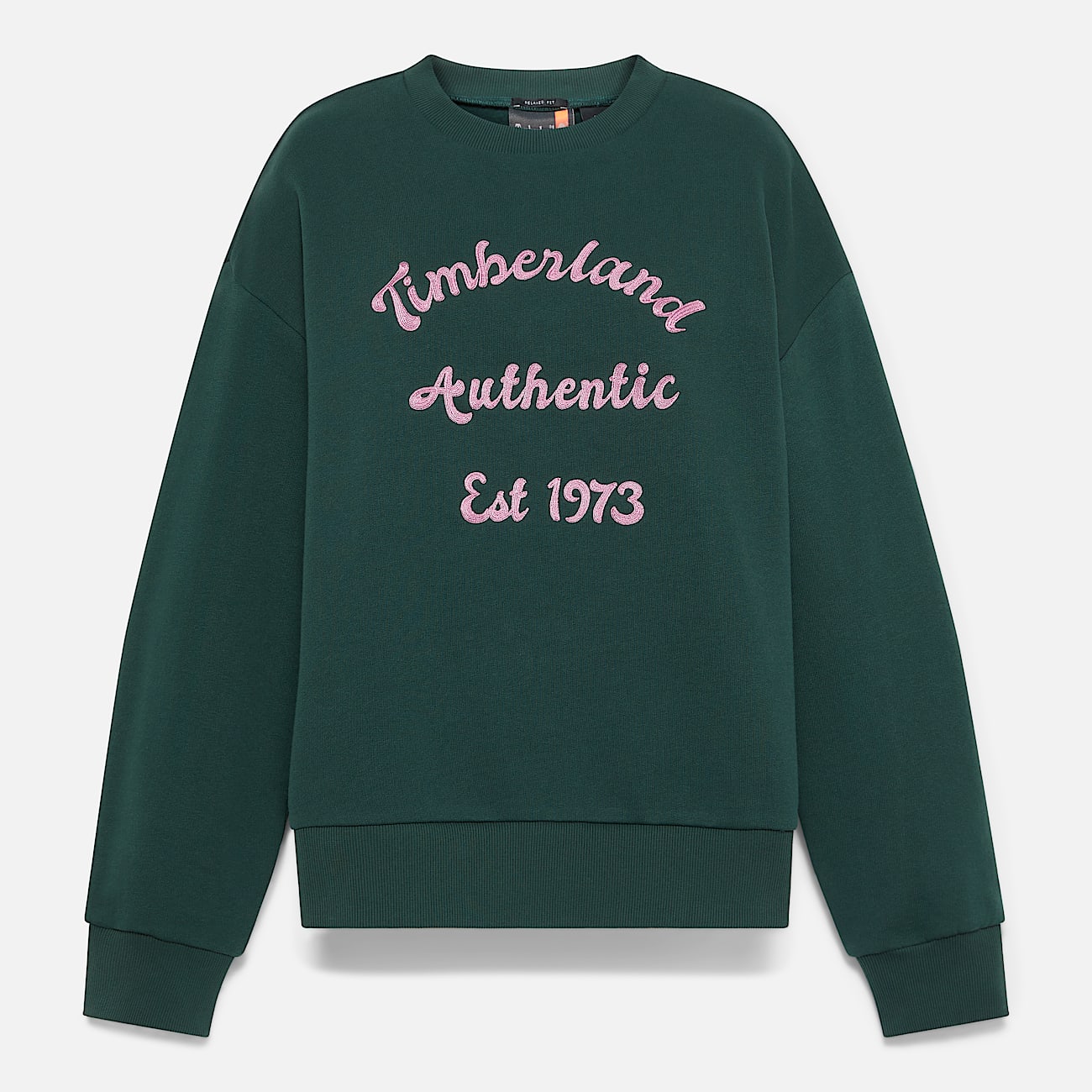 Gebürstetes Rundhals-Sweatshirt mit Grafik auf der Brust für Damen in Dunkelgrün - 5