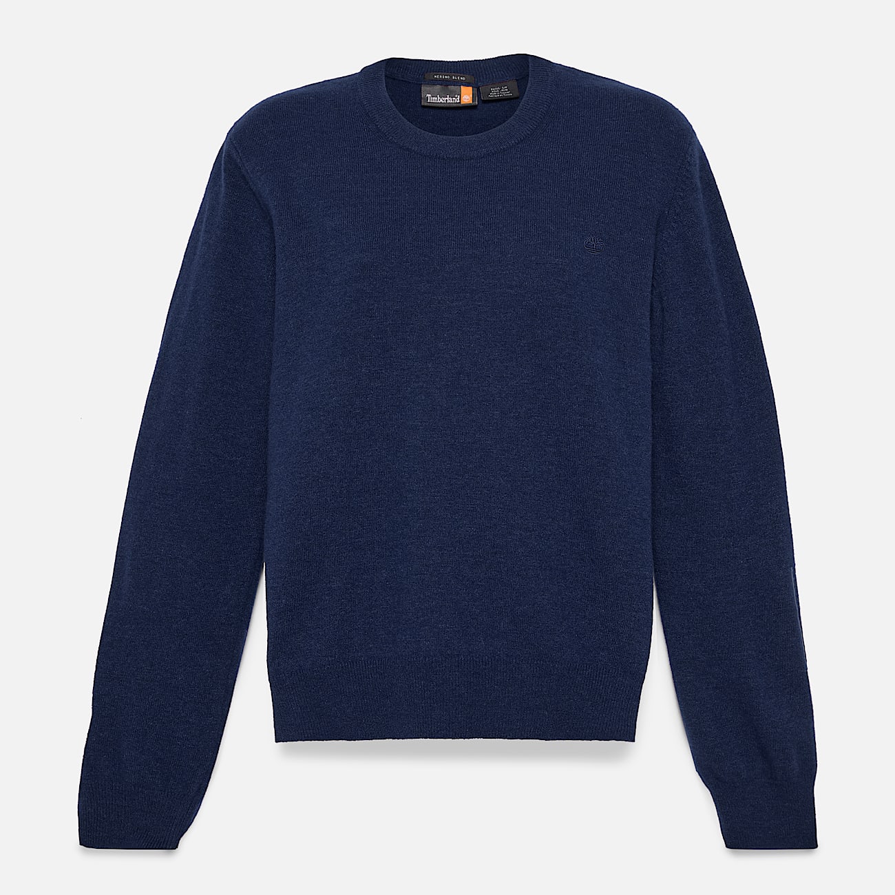Jersey de cuello redondo en lana merina para mujer en azul oscuro - 4