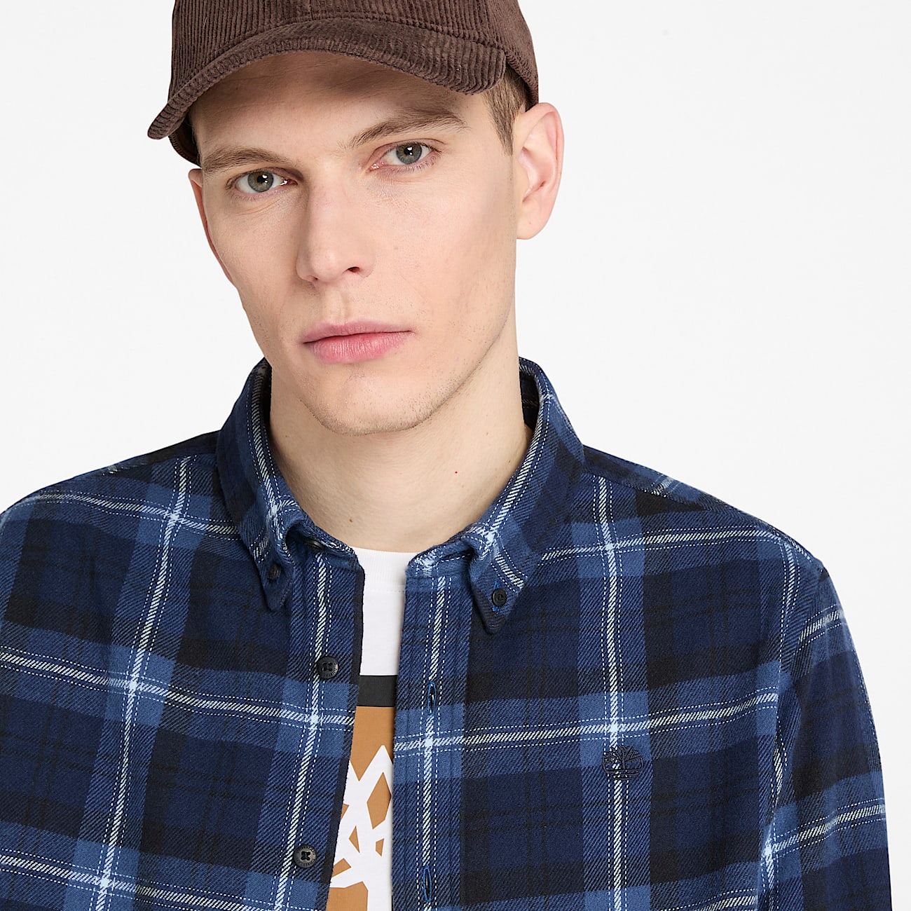 Chemise à carreaux en flanelle pour homme en bleu foncé - 3