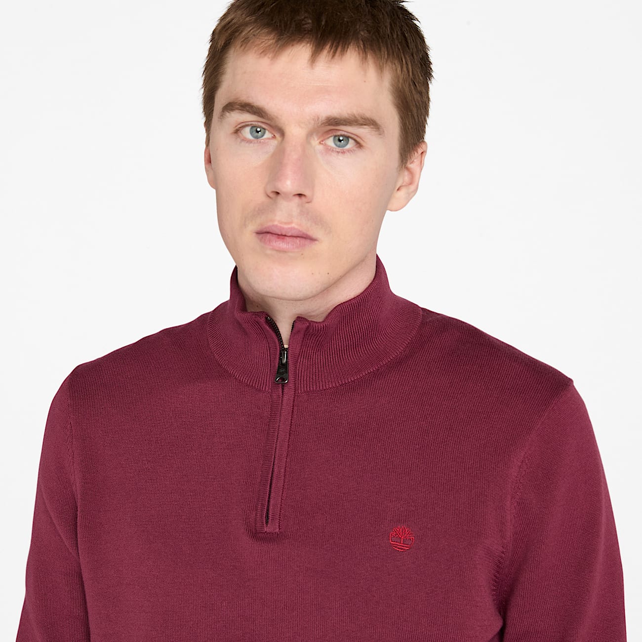 Williams River Pullover mit 1/4-Reißverschluss für Herren in Burgunderrot - 3