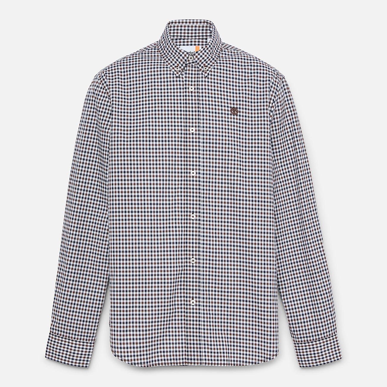 Stretch Poplin Gingham Shirt for Men in Brown - 5